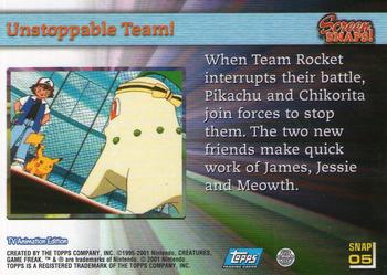 2001 Topps Pokemon Johto (UK) #SNAP05 Unstoppable Team! Back